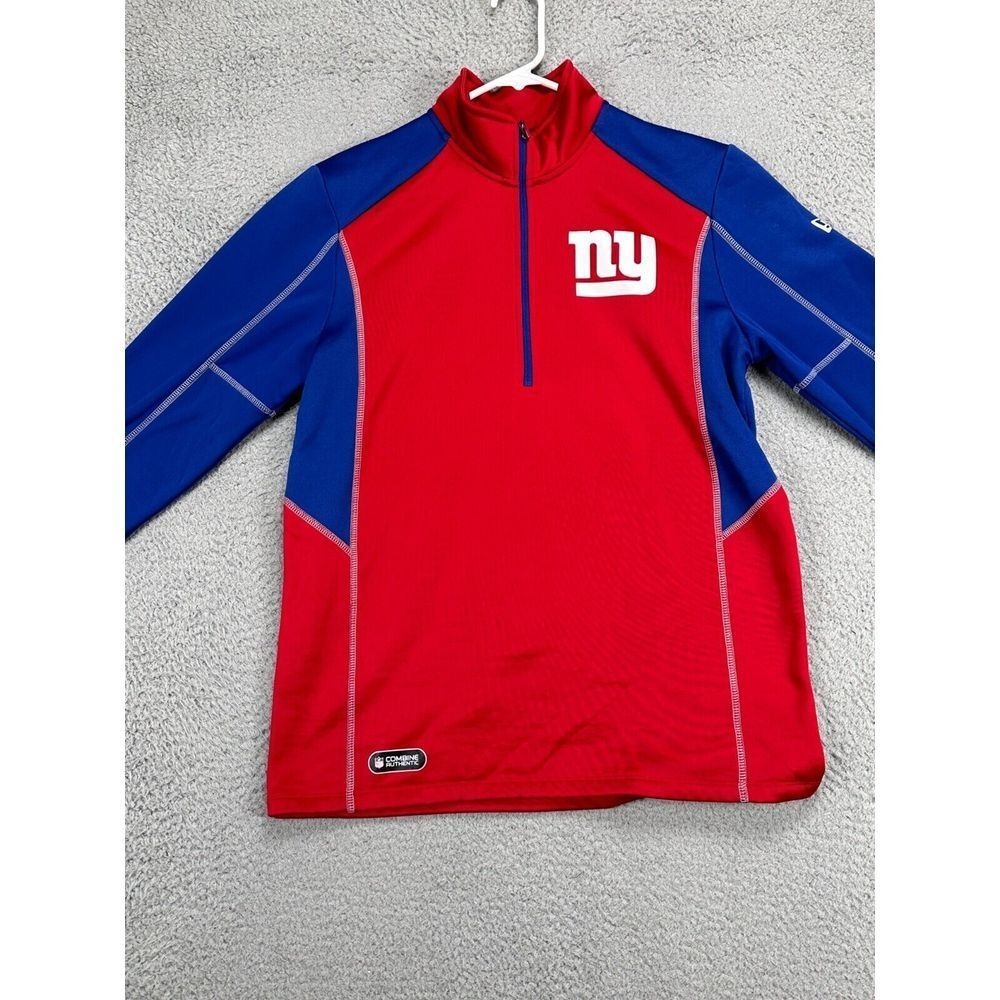 New York Giants Sweatshirt Men Medium Red Quarter Zip Football NFL New Era